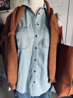 Saodimallsu Brown Oversized Mock Neck Chunky Knit Sweater Small NWT